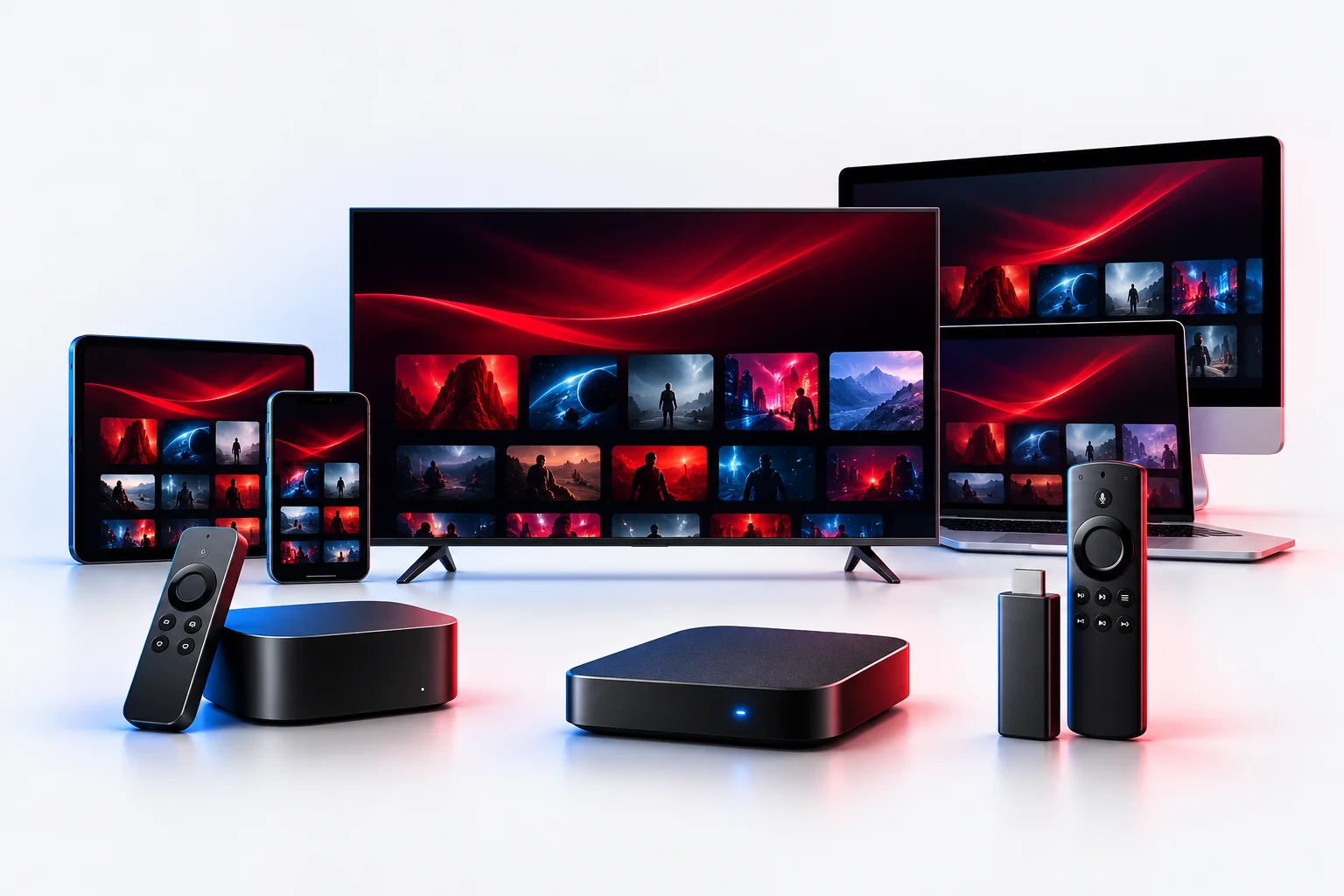 Britflix on a television, phone and computer